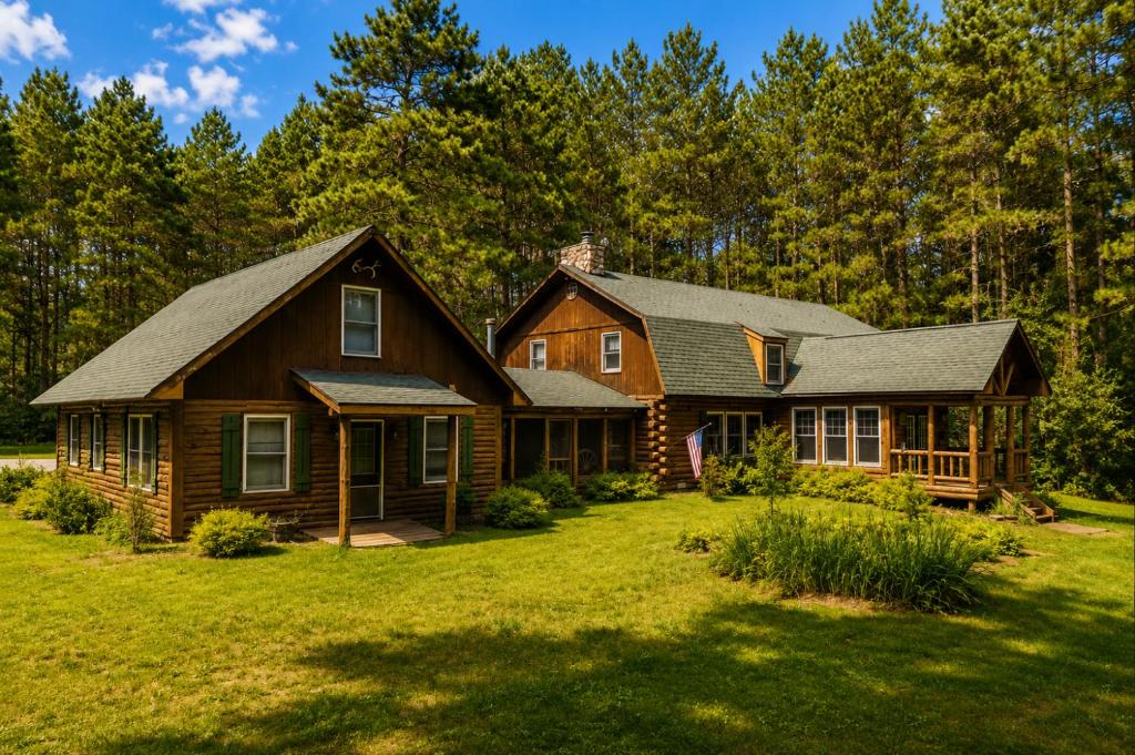 Mauston House | 8BR 5BA Huge Dog Friendly Log Cabin near Wisconsin Dells and Lake sleeps 25plus