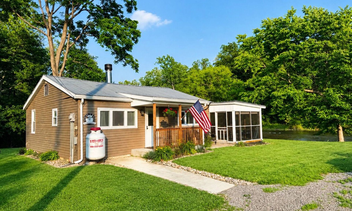 Swengel Cabin | Waterfront cottage with hot tub, & fire pit. Pet friendly.