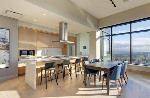 Metrotown Apartment | Executive 1BR + Den with Panoramic Balcony, Pool & Gym in Metrotown