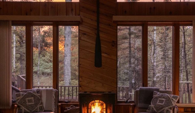 A-Frame Cabin on Betsie River – Private Dock & Fishing Near Crystal Mountain in Thompsonville