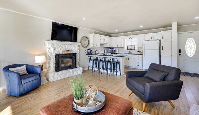 Deck, Dock, Fire Pit: Grand Lake Lakefront Home in Jay