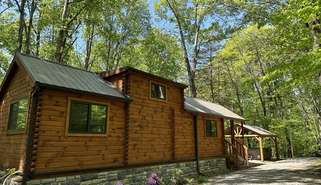 Secluded Log Cabin with Premium Hot Tub under Gazebo in Logan